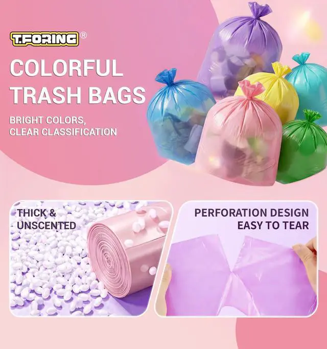 Alt view image 2 of 7 - 150 Count 4 Gallon Small Trash Bags - Colored Bathroom Garbage Bags Unscented Leak-proof, 15 Liter Plastic Wastebasket Can Liners for Office Bedroom Toilet and Car