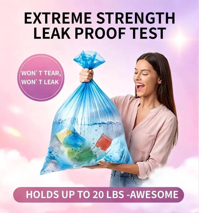 Alt view image 6 of 7 - 150 Count 4 Gallon Small Trash Bags - Colored Bathroom Garbage Bags Unscented Leak-proof, 15 Liter Plastic Wastebasket Can Liners for Office Bedroom Toilet and Car