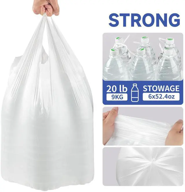 Alt view image 4 of 7 - Small Trash Bags with Handles - Ocean Plastic Upcycling - Plastic Garbage Bags, Can Bin & Waste Basket Liner for Kitchen, Bathroom, Office and Pets,4 Gallon 50 Count White