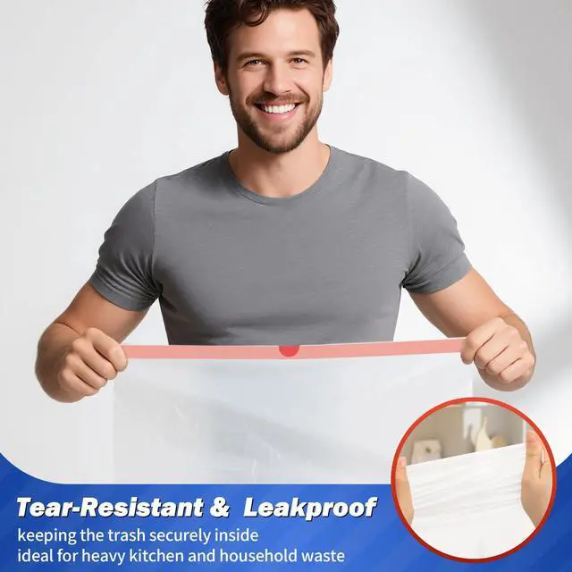Alt view image 6 of 7 - Trash Bags 13 Gallon, 20 Count Drawstring Tall Kitchen Garbage Bags, Unscented White Recycling Bags, Trash Can Wastebasket Bin Liners House Essentials for Bathroom Apartment Home and Kitchen