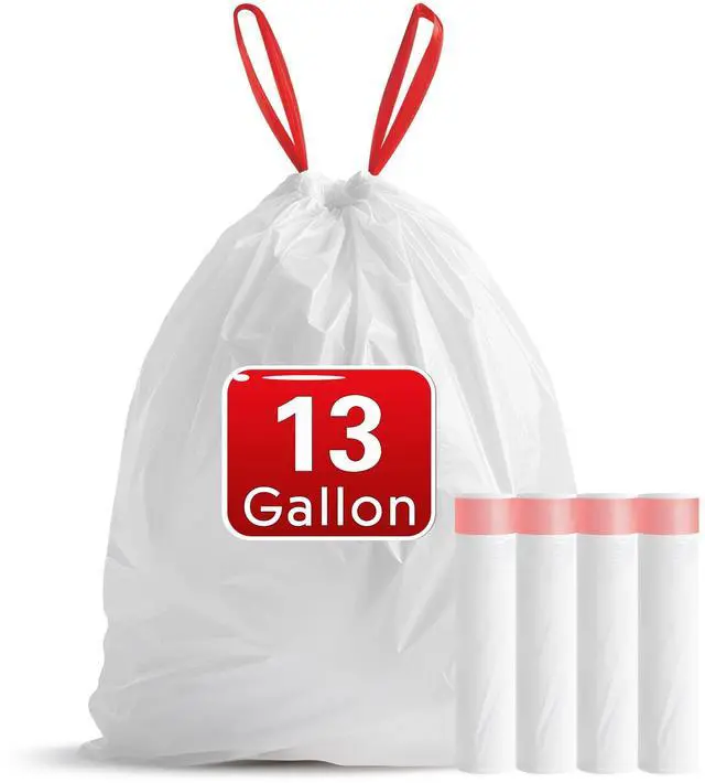 Main image of 13 Gallon Trash Bags Drawstring, 20 Count Garbage Bags 13 Gallon Tall Kitchen,Heavy Duty Trash Bags for Bathroom, Outdoor, Waste Basket and Car, Unscented White Bathroom Garbage bag