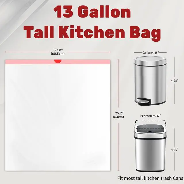 Alt view image 2 of 7 - 13 Gallon Trash Bags Drawstring, 20 Count Garbage Bags 13 Gallon Tall Kitchen,Heavy Duty Trash Bags for Bathroom, Outdoor, Waste Basket and Car, Unscented White Bathroom Garbage bag