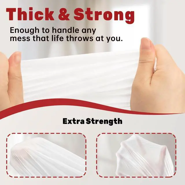 Alt view image 3 of 7 - 13 Gallon Trash Bags Drawstring, 20 Count Garbage Bags 13 Gallon Tall Kitchen,Heavy Duty Trash Bags for Bathroom, Outdoor, Waste Basket and Car, Unscented White Bathroom Garbage bag