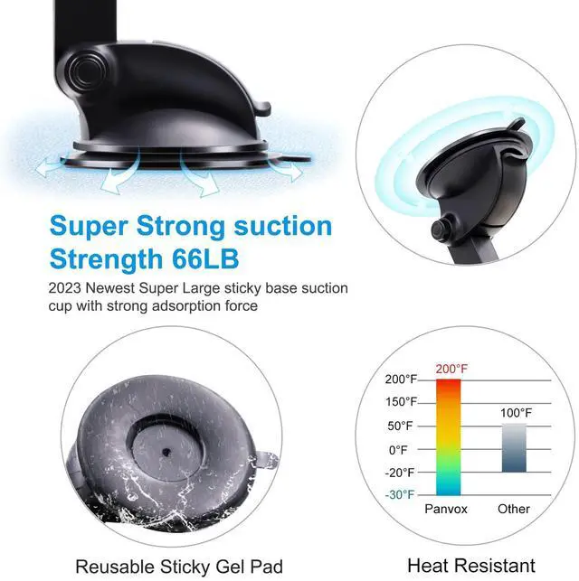 Alt view image 3 of 7 - Magnetic Phone Car Mount, Universal Dashboard Windshield Car Phone Mount Holder with Upgraded 3.2" Suction Cup,8 Strong Magnets Compatible with iPhone 11 Pro X XS Max XR Galaxy Note10 S10 (B)