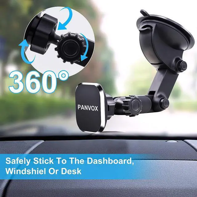 Alt view image 4 of 7 - Magnetic Phone Car Mount, Universal Dashboard Windshield Car Phone Mount Holder with Upgraded 3.2" Suction Cup,8 Strong Magnets Compatible with iPhone 11 Pro X XS Max XR Galaxy Note10 S10 (B)