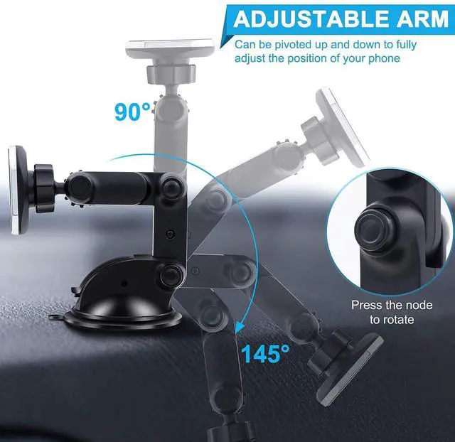 Alt view image 5 of 7 - Magnetic Phone Car Mount, Universal Dashboard Windshield Car Phone Mount Holder with Upgraded 3.2" Suction Cup,8 Strong Magnets Compatible with iPhone 11 Pro X XS Max XR Galaxy Note10 S10 (B)