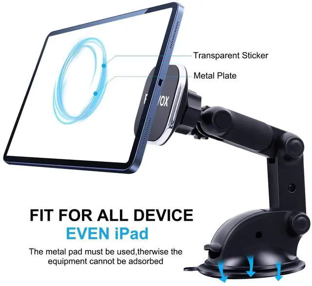 Alt view image 7 of 7 - Magnetic Phone Car Mount, Universal Dashboard Windshield Car Phone Mount Holder with Upgraded 3.2" Suction Cup,8 Strong Magnets Compatible with iPhone 11 Pro X XS Max XR Galaxy Note10 S10 (B)