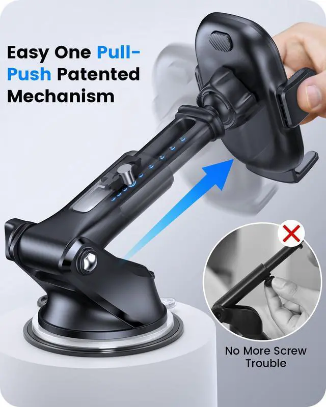Alt view image 4 of 7 - 3-in-1 Car Phone Mount for Dashboard, Windshield & Air Vent Strong Suction Cup Holder with Adjustable Arm & 360° Rotation Universal Car Cell Phone Holder for iPhone & Android Smartphones