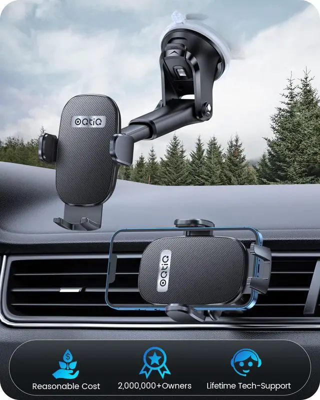 Alt view image 7 of 7 - 3-in-1 Car Phone Mount for Dashboard, Windshield & Air Vent Strong Suction Cup Holder with Adjustable Arm & 360° Rotation Universal Car Cell Phone Holder for iPhone & Android Smartphones