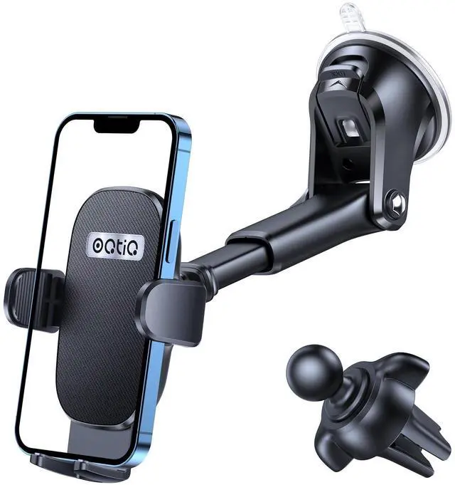 Main image of 3-in-1 Car Phone Mount for Dashboard, Windshield & Air Vent Strong Suction Cup Holder with Adjustable Arm & 360° Rotation Universal Car Cell Phone Holder for iPhone & Android Smartphones