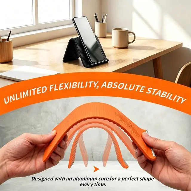 Alt view image 5 of 7 - Silicone Phone Holder,Portable Foldable Flexible Silicone Phone Holder Folded Rollable Into Any Shape,Universal Adjustable Non-Slip Desk Stand for Home,Office,Travel,Phones,Tablet Small Devices Black