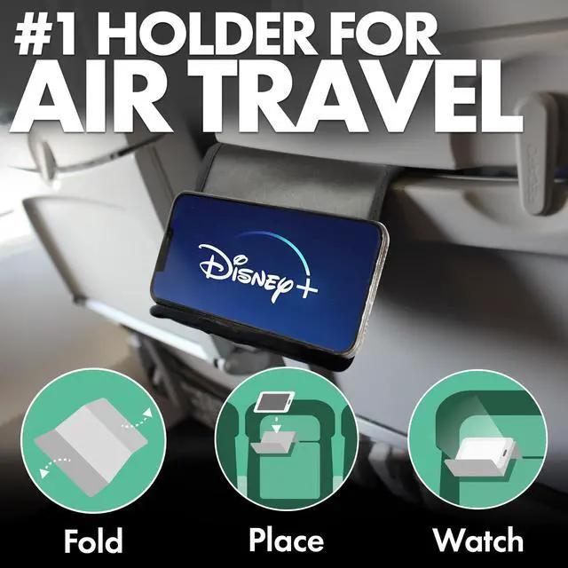 Alt view image 2 of 7 - Airplane Phone Holder, Flexible Cell Phone Holder, Folding Cellphone Stand for Desk, Bed, Office, Treadmill - Airplane Gadgets for Long Travel Accessories - Plane Essentials (Vegan Leather)
