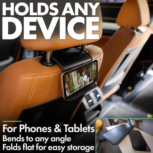 Alt view image 4 of 7 - Airplane Phone Holder, Flexible Cell Phone Holder, Folding Cellphone Stand for Desk, Bed, Office, Treadmill - Airplane Gadgets for Long Travel Accessories - Plane Essentials (Vegan Leather)