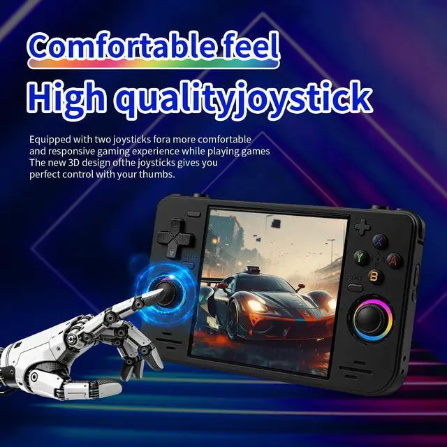Alt view image 7 of 7 - RF40H Retro Handheld Game Console, 4.0 Inch 720x720 IPS Screen, Built-in 18,000+ Classic Game, Portable Hand Held Open Source Linux System, 4000mAh Battery Retro Gaming Console (Black 64GB) (Balck)