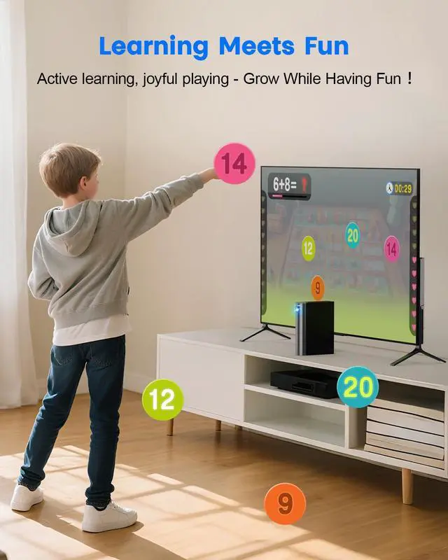 Alt view image 6 of 7 - Motion Video Game Console for Kids & Adults, Plug & Play AR Camera Games for TV, for Indoor Physical Play & Interactive Family Fun. Great for Family Game Night, Playtime, and Playdates