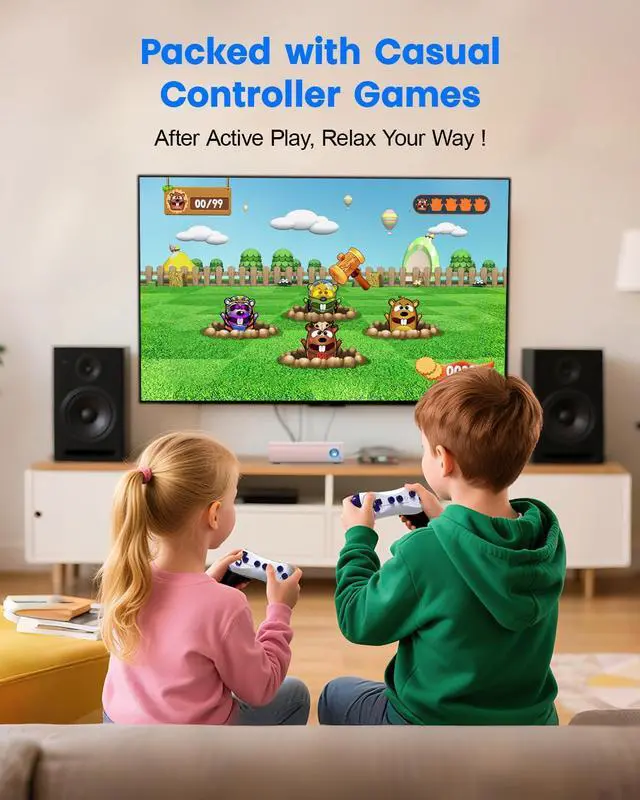 Alt view image 7 of 7 - Motion Video Game Console for Kids & Adults, Plug & Play AR Camera Games for TV, for Indoor Physical Play & Interactive Family Fun. Great for Family Game Night, Playtime, and Playdates
