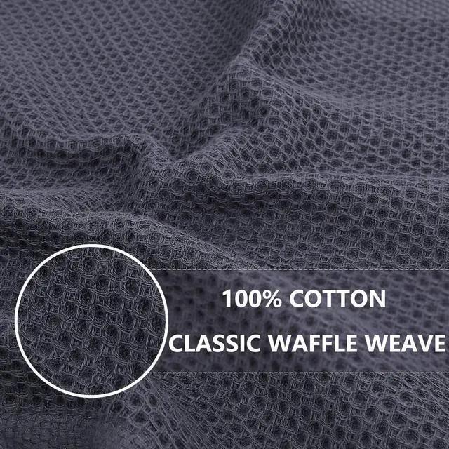 Alt view image 2 of 7 - 100% Cotton Waffle Weave Kitchen Dish Cloths, Ultra Soft Absorbent Quick Drying Dish Towels, 12 x 12 Inches, 6-Pack, Dark Grey