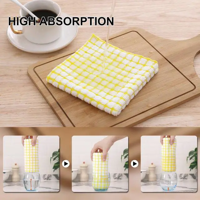 Alt view image 3 of 7 - Cotton 8 Pack Terry Kitchen Dish Cloths, 12 x 12 Inches Super Soft and Absorbent Dish Rags, Quick Drying Dish Towels for Washing Dishes, Mixed Color