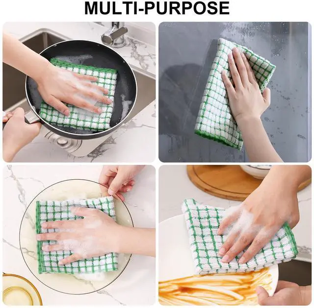 Alt view image 4 of 7 - Cotton 8 Pack Terry Kitchen Dish Cloths, 12 x 12 Inches Super Soft and Absorbent Dish Rags, Quick Drying Dish Towels for Washing Dishes, Mixed Color