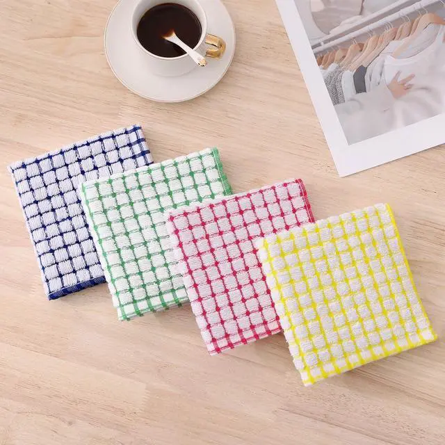 Alt view image 7 of 7 - Cotton 8 Pack Terry Kitchen Dish Cloths, 12 x 12 Inches Super Soft and Absorbent Dish Rags, Quick Drying Dish Towels for Washing Dishes, Mixed Color