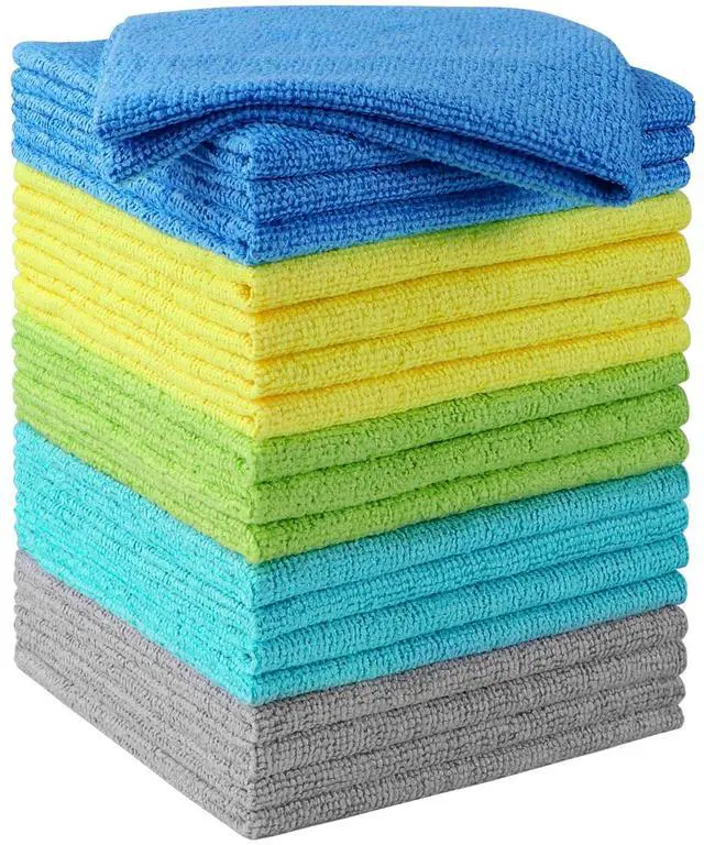 Main image of Microfiber Cleaning Cloths, 20 Pack Cleaning Rags - Lint Free & Scratch-Free Microfiber Towels for Cars, House & Kitchen, Absorbent Cleaning Towels, Multi-Color, 11.5 x 11.5 Inch