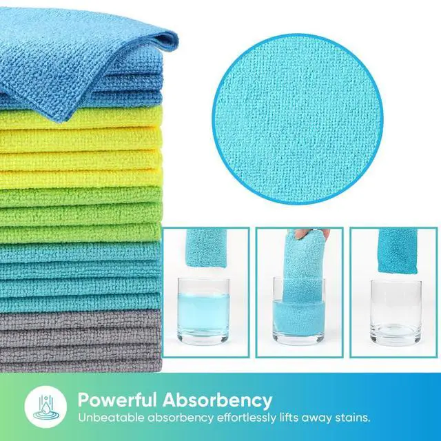 Alt view image 4 of 7 - Microfiber Cleaning Cloths, 20 Pack Cleaning Rags - Lint Free & Scratch-Free Microfiber Towels for Cars, House & Kitchen, Absorbent Cleaning Towels, Multi-Color, 11.5 x 11.5 Inch