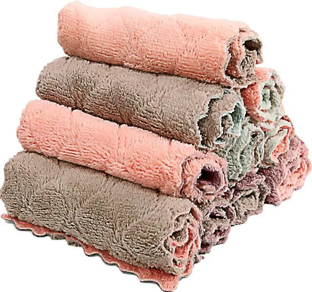 Main image of 10 Pack Kitchen Cloth, Microfiber Dish Towels Washcloths, Super Absorbent Coral Velvet Dishtowels, Premium Cleaning Cloths,Non-Stick Oil Quick Dry Dish Towels, Soft Tea Towel, Table Cleaning Cloths.