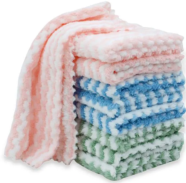 Main image of 10PACK Kitchen Cleaning Cloths, Microfiber Dish Cloths: All-Purpose Washing/Soft/Lint Free/Absorbent/Quick Dry Reusable Washable Towels for Bathroom/Car/Glass, 10''x10'' - Mixcolor