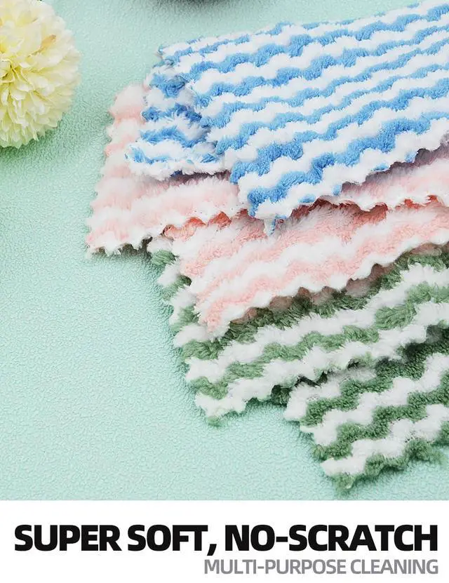 Alt view image 3 of 6 - 10PACK Kitchen Cleaning Cloths, Microfiber Dish Cloths: All-Purpose Washing/Soft/Lint Free/Absorbent/Quick Dry Reusable Washable Towels for Bathroom/Car/Glass, 10''x10'' - Mixcolor