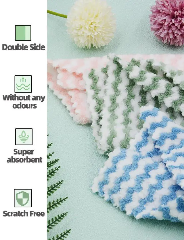 Alt view image 4 of 6 - 10PACK Kitchen Cleaning Cloths, Microfiber Dish Cloths: All-Purpose Washing/Soft/Lint Free/Absorbent/Quick Dry Reusable Washable Towels for Bathroom/Car/Glass, 10''x10'' - Mixcolor