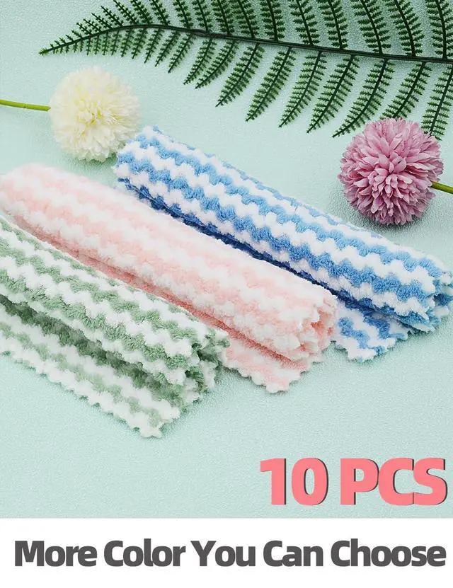 Alt view image 6 of 6 - 10PACK Kitchen Cleaning Cloths, Microfiber Dish Cloths: All-Purpose Washing/Soft/Lint Free/Absorbent/Quick Dry Reusable Washable Towels for Bathroom/Car/Glass, 10''x10'' - Mixcolor