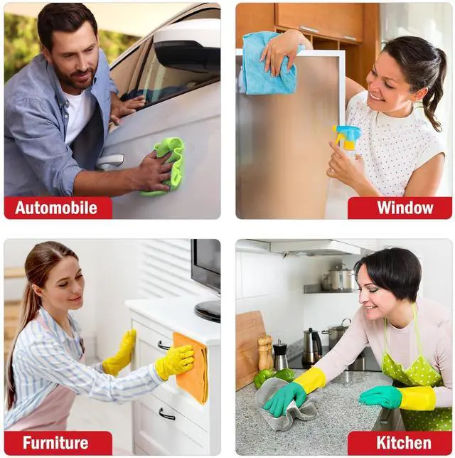 Alt view image 5 of 7 - Microfiber Cleaning Cloth 24 Pack, Microfiber Towels for Cars, Soft & Absorbent Cleaning Rags, Premium Lint Free Shop Towels for House, Kitchen, Car, 12inx16in
