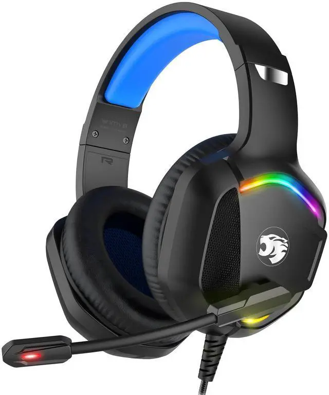 Main image of Gaming Headset with Microphone for Pc, Xbox One Series X/s, Ps4, Ps5, Switch, Stereo Wired Noise Cancelling Over-Ear Headphones with Mic, RGB, for Computer, Laptop, Mac, Nintendo (Blue)