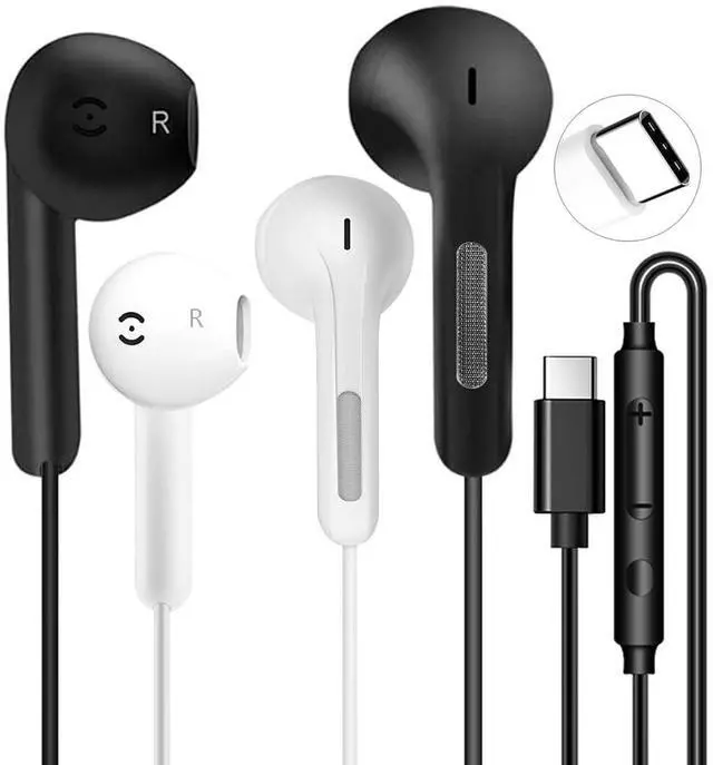 Main image of 2 Pack USB C Headphones for iPhone 16/15 Pro Max/Plus, Wired Earbuds with Mic & Volume Control Type C Earphones Wired Headphones for iPhone 17 pro max Samsung Galaxy S23/S22/S21