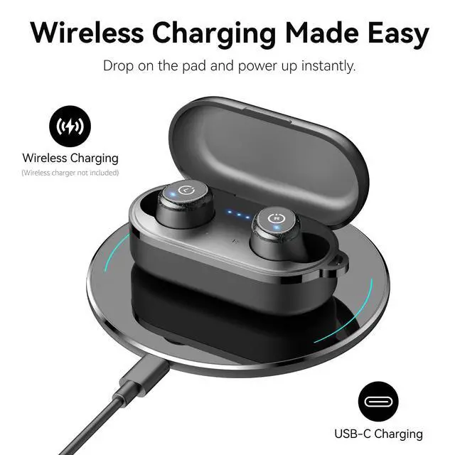 Alt view image 7 of 7 - T10 Wireless Earbuds Bluetooth 5.3 Headphones, App Customize EQ, Ergonomic Design, 55H Playtime, Wireless Charging Case, IPX8 Waterproof Sound in-Ear Headset, New Version
