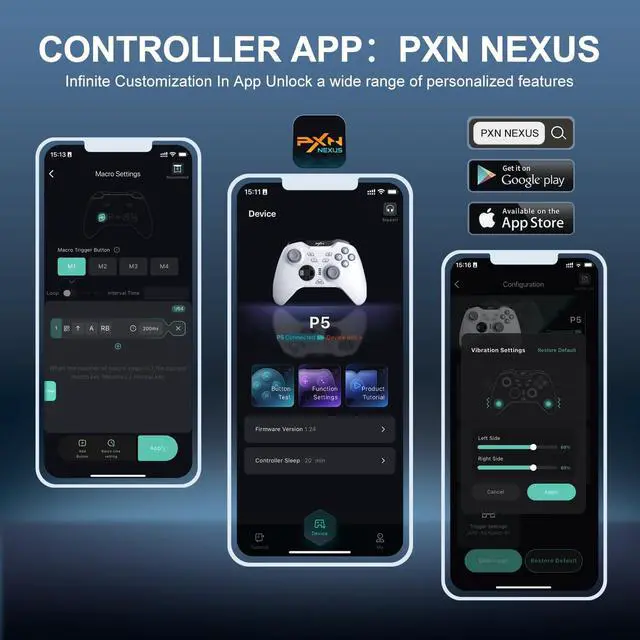 Alt view image 6 of 6 - P5 Wireless Gaming Controller - Hall Joystick, Hall Trigger, 6-Axis Motion, 4 Back Buttons, Compatible with PC, Switch/Switch2, iOS, Android