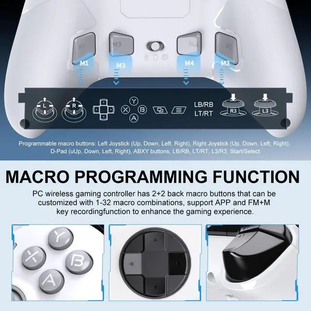 Alt view image 3 of 6 - P5 Wireless Gaming Controller - Hall Joystick, Hall Trigger, 6-Axis Motion, 4 Back Buttons, Compatible with PC, Switch/Switch2, iOS, Android
