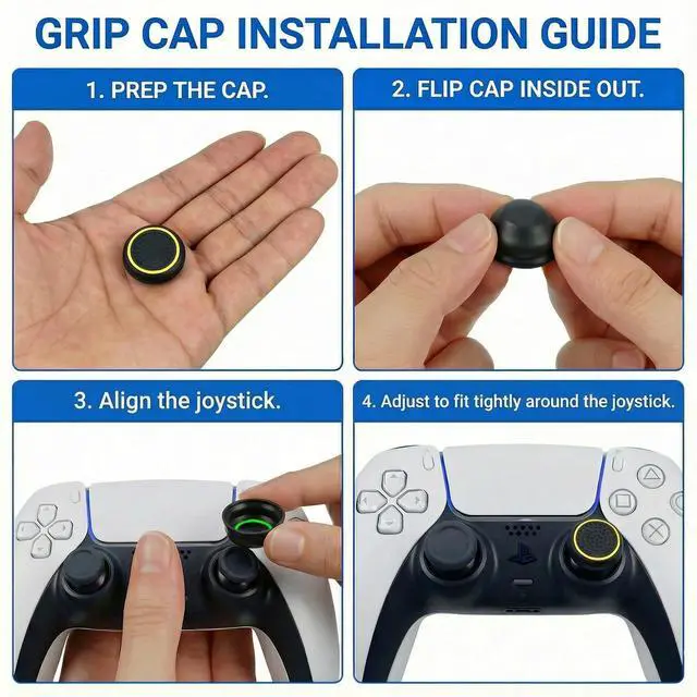 Alt view image 5 of 6 - 28PCS Optimized Silicone Thumb Grips & Joystick Caps for PS4/PS5/Xbox Controllers Accessories | 14 Colors, Anti-Slip, Anti-Scratch & Enhanced Gaming Grip Protectors
