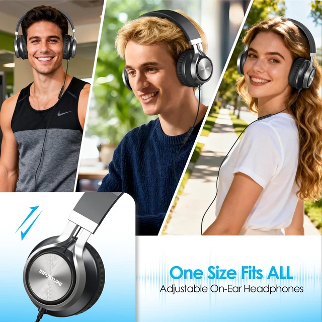 Alt view image 7 of 7 - USB C Headphone for Kids & Adults Over-Ear Headphone with HD Mic Adjustable Type C Headphones for School,Comfort Ear Cups,Hi-Fi Stereo,Cord for iPhone,iPad,Tablet,Laptop,Travel - Black