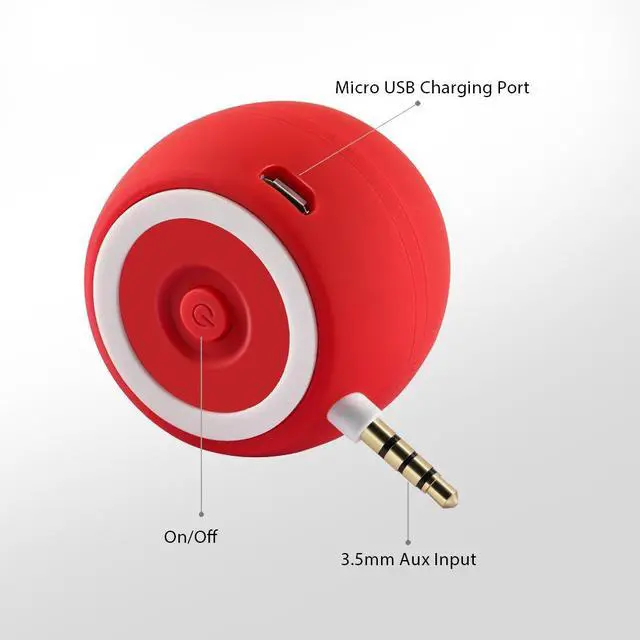 Alt view image 4 of 7 - Portable Mini Speaker for iPhone/iPad/iPod/Tablet, 3W Cellphone Speaker with 3.5mm Aux Input, Clear Loud Sound in Compact Golf Size Body (Passion Red)