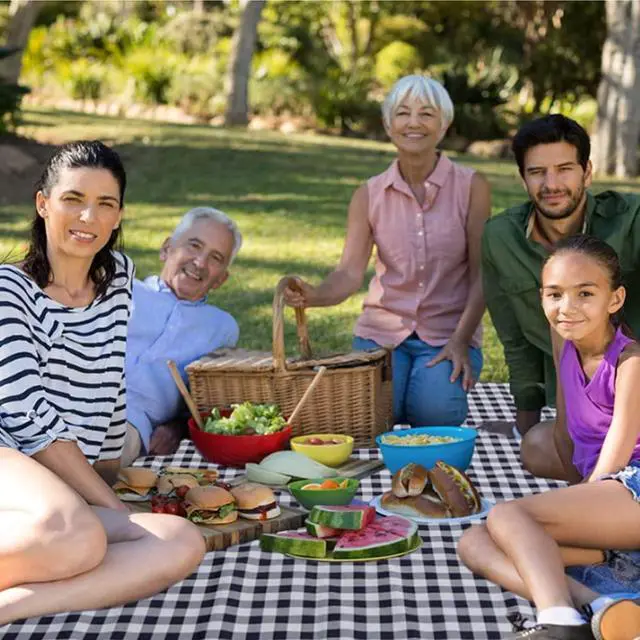 Alt view image 2 of 7 - Picnic Beach Blanket, Picnic Mat 80x60in Waterproof Foldable, Family Mat, Portable Large Picnic Blankets for Travel, Hiking, Music Festival