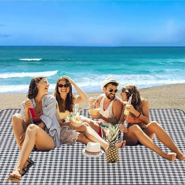 Alt view image 7 of 7 - Picnic Beach Blanket, Picnic Mat 80x60in Waterproof Foldable, Family Mat, Portable Large Picnic Blankets for Travel, Hiking, Music Festival