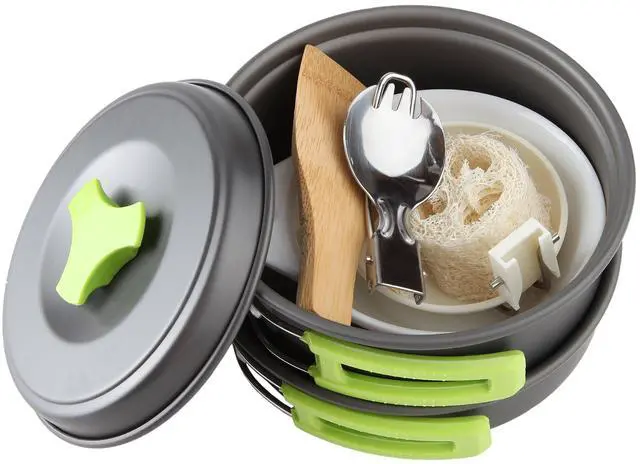 Alt view image 2 of 7 - Camping Cookware Mess Kit for Backpacking Gear Camping Cooking Set - Backpack Camping Pot and Pans Set - Portable Camping Stove and Backpacking Stove Compatible - Camp Accessories Equipment
