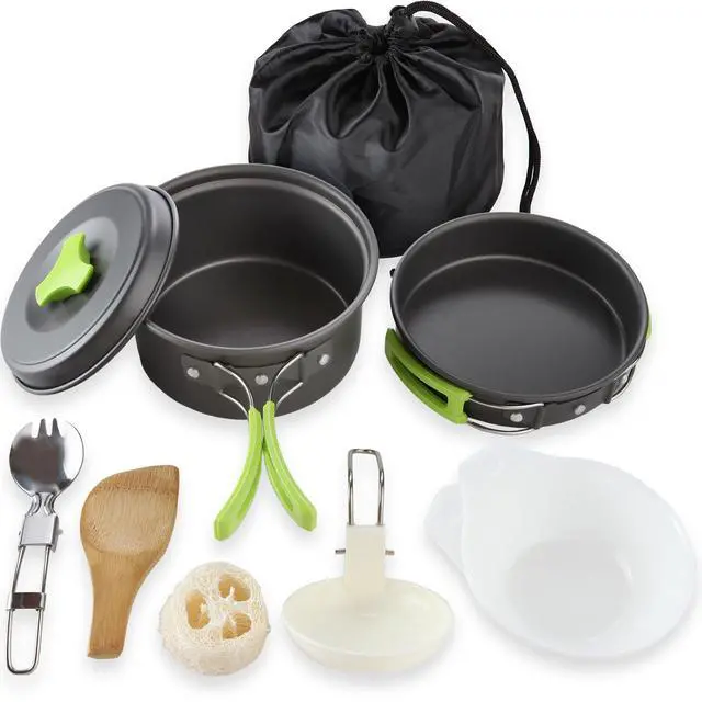 Alt view image 3 of 7 - Camping Cookware Mess Kit for Backpacking Gear Camping Cooking Set - Backpack Camping Pot and Pans Set - Portable Camping Stove and Backpacking Stove Compatible - Camp Accessories Equipment
