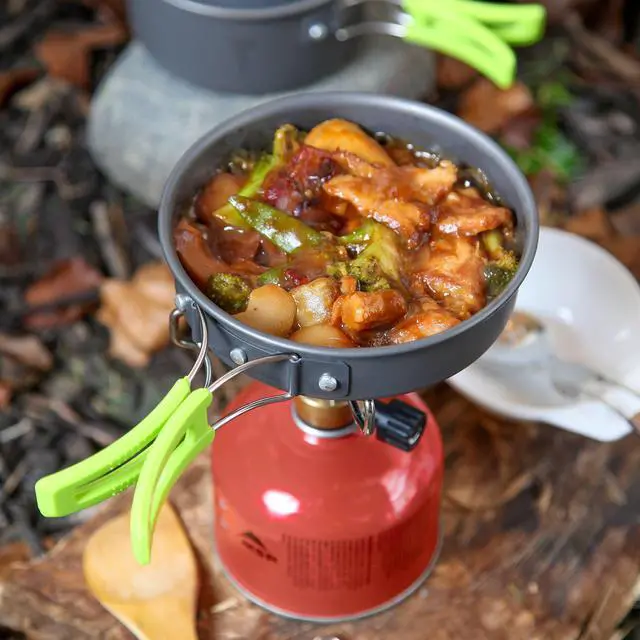 Alt view image 4 of 7 - Camping Cookware Mess Kit for Backpacking Gear Camping Cooking Set - Backpack Camping Pot and Pans Set - Portable Camping Stove and Backpacking Stove Compatible - Camp Accessories Equipment