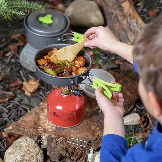 Alt view image 7 of 7 - Camping Cookware Mess Kit for Backpacking Gear Camping Cooking Set - Backpack Camping Pot and Pans Set - Portable Camping Stove and Backpacking Stove Compatible - Camp Accessories Equipment