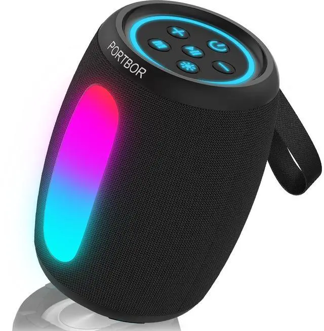 Main image of Bluetooth Speaker, Portable Wireless Speaker with Powerful Stereo Sound/8 Modes LED Lights, 36H Playtime, TWS Surround Pairing, IPX5 Waterproof, BT5.3, for Outdoor/Home/Travel/Camping, Ideal Gifts