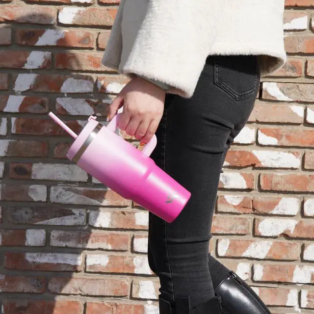Alt view image 7 of 7 - 40 oz Tumbler with Handle and 2 Straws,2 in 1 Lid Insulated Water Bottle Stainless Steel Travel Coffee Mug,Lavender