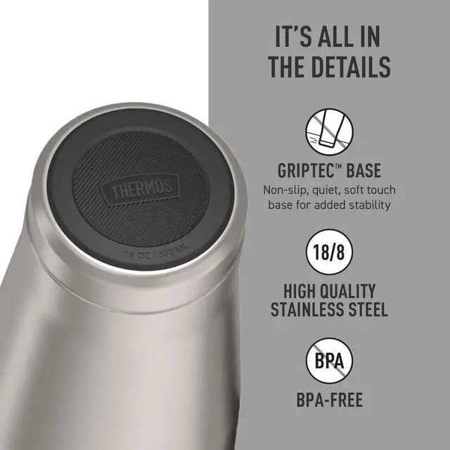 Alt view image 4 of 7 - ICON SERIES, Stainless Steel Tumbler with Slide Lock, 18 Ounce, Matte Stainless Steel