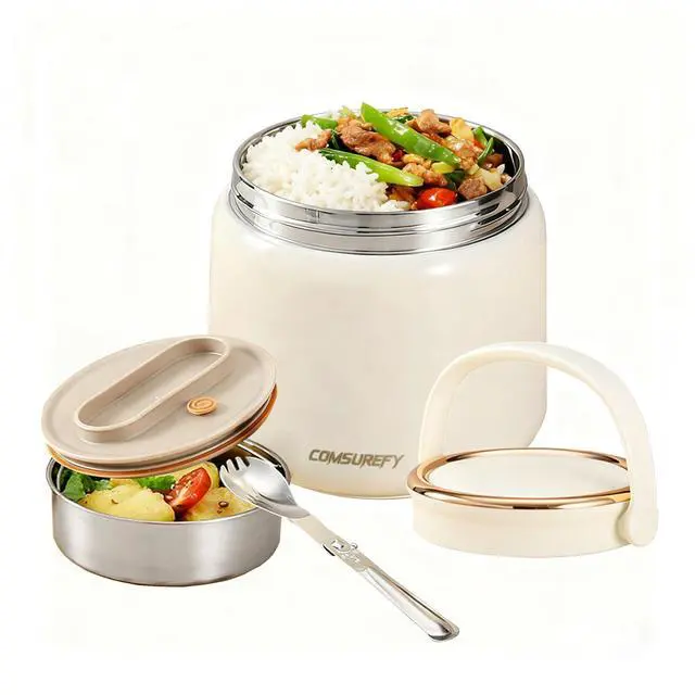 Main image of 40oz/1.2L Thermo for Hot Food for Adults - 18/10 Stainless Steel Vacuum-Insulated Double-Wall, 100% Leak-Proof Wide Mouth, with Folding Spoon for Office/Travel/Outdoor